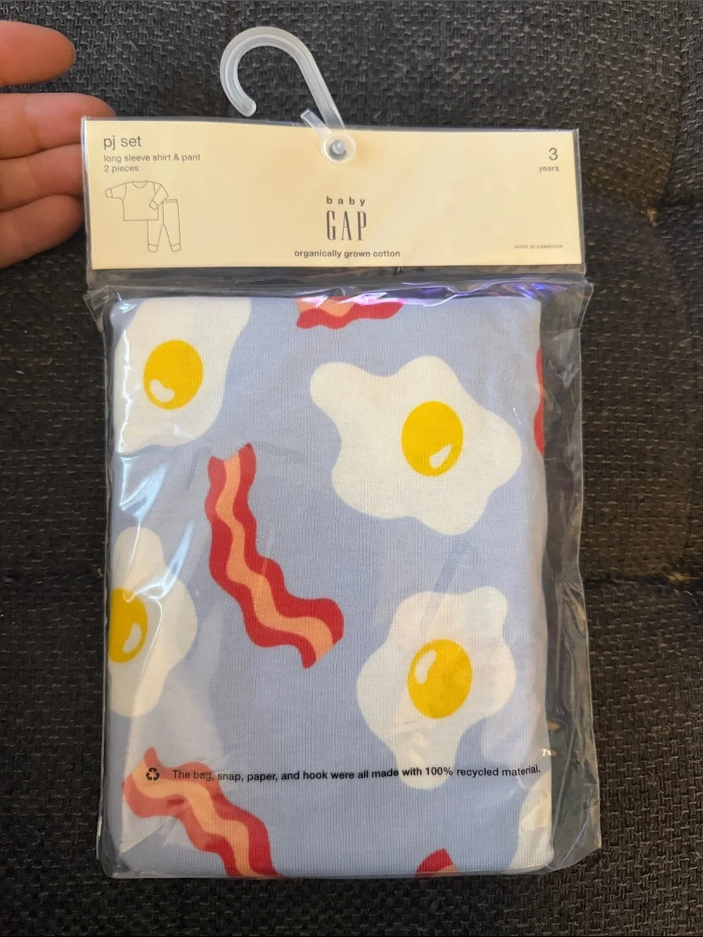 GAP Baby Blue Breakfast Print Pajama Set with Yellow & Red Accents